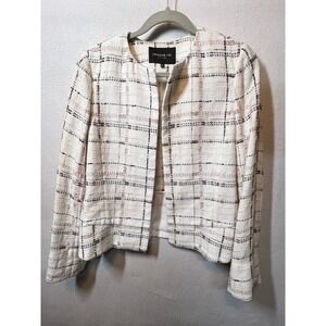 Lafayette 148 New York Plaid Tweed Jacket,‎ Textured Knit Blazer, Size M